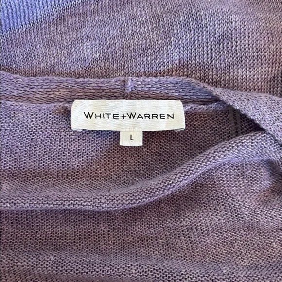 White + Warren Purple Linen Lightweight Sweater - Size large v neck casual